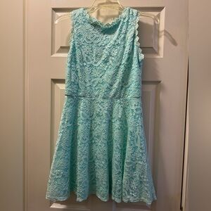 Elegant Lace Kids Dress in Aqua